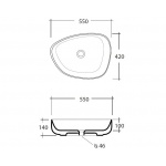 Olympia Ceramica Metamorfosi Umywalka stawiana na blat 550x420 mm, Biały MET4255001