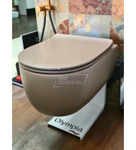    Olympia Ceramica Milady Miska WC Rimless® wisząca 52x36 cm z deską wolnoopadającą SLIM marrone z ekspozcyji Deska z odpryskami MIL120207/E+C5CN07/E WIELKA WYPRZEDAŻ!!