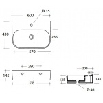Olympia Ceramica Synthesis Umywalka ścienna 60 cm, Biały SYN4360101