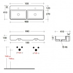 Olympia Ceramica Tratto Umywalka podwójna stawiana na blat, Biały TRA4210101