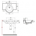 Olympia Ceramica Tutto-evo Umywalka ścienna 80 cm z półką po obu stronach, Biały TUT4180101