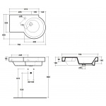 Olympia Ceramica Tutto-evo Umywalka ścienna 75 cm z półką po lewej stronie, Biały TUT417D101