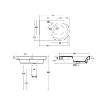 Olympia Ceramica Tutto-evo Umywalka ścienna 75 cm z półką po prawej stronie, Biały TUT417S101
