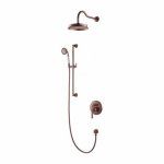 Omnires Armance Zestaw prysznicowy podtynkowy z deszczownicą Ø 225 mm ścienną i słuchawką prysznicową na drążku Miedź antyczna SYSAM20ORB