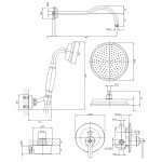 Omnires Armance Zestaw prysznicowy podtynkowy z deszczownicą Ø 225 mm ścienną i słuchawką prysznicową Miedź antyczna SYSAM10ORB