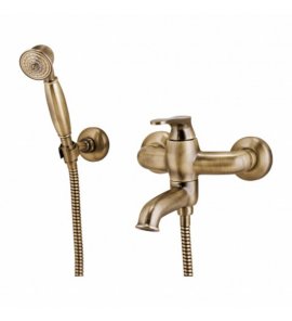 Omnires Art Deco Bateria wannowo-prysznicowa ścienna ze słuchawką prysznicową Brąz antyczny AD5131BR