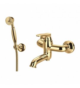 Omnires Art Deco Bateria wannowo-prysznicowa ścienna ze słuchawką prysznicową Złoty AD5131GL