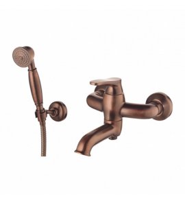 Omnires Art Deco Bateria wannowo-prysznicowa ścienna ze słuchawką prysznicową Miedź antyczna AD5131ORB