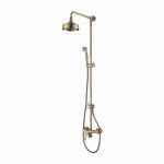 Omnires Art Deco Zestaw prysznicowy ścienny z deszczownicą Ø 155 mm i słuchawką prysznicową na drążku Złoty AD5144GL