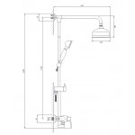 Omnires Art Deco Zestaw prysznicowy ścienny z deszczownicą Ø 155 mm i słuchawką prysznicową na drążku Brąz antyczny AD5144BR