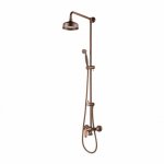 Omnires Art Deco Zestaw prysznicowy ścienny z deszczownicą Ø 155 mm i słuchawką prysznicową na drążku Miedź antyczna AD5144ORB