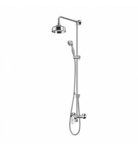 Omnires Art Deco Zestaw prysznicowy ścienny z deszczownicą Ø 155 mm i słuchawką prysznicową na drążku Chrom AD5144CR