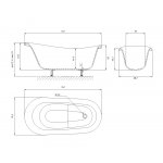 Omnires Atena Comfort M+ Wanna wolnostojąca 157x77 cm Biały/Czarny połysk ATENA157BCP
