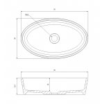   Omnires Bari M+ Umywalka nablatowa 50x30 cm Biały/Czarny połysk BARI500UNBCP