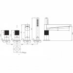 Omnires Contour Bateria wannowa 4-otworowa Złoty szczotkowany CT8032GLB
