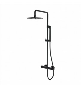 Omnires Contour Zestaw prysznicowy termostatyczny ścienny z deszczownicą Ø 250 mm i słuchawką prysznicową na drążku Antracyt CT8044AT