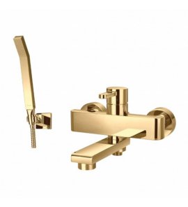 Omnires Darling Bateria wannowa ścienna z zestawem prysznicowym Złoty DA5031GL