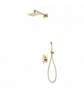 Omnires Darling Zestaw prysznicowy podtynkowy z deszczownicą 200x145 mm ścienną i słuchawką na uchwycie punktowym Złoty SYSDA18GL