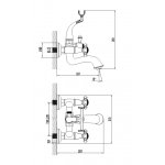 Omnires Retro Bateria wannowo-prysznicowa ścienna z zestawem prysznicowym Chrom RE7231CR