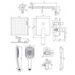 Omnires Sacramento Zestaw prysznicowy z deszczownicą 250x250 mm podtynkowy i słuchawką prysznicową Chrom/Biały SYSSC10XCRB