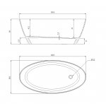 Omnires Siena M+ Wanna wolnostojąca 161x81 cm Biały/Szary połysk SIENAWWBSP