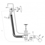 Omnires Syfon wannowy odpływowo-przelewowy z napełnianiem przez przelew i korkiem automatycznym czarny TK132-PLUS-3.43 64-SBL