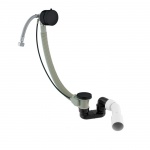 Omnires Syfon wannowy odpływowo-przelewowy z napełnianiem przez przelew i korkiem automatycznym czarny TK132-PLUS-3.43 64-SBL