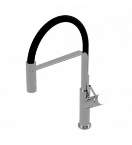 Omnires Vita Bateria kuchenna jednootworowa z obrotową wylewką Chrom/Czarny mat VI6350BLCR