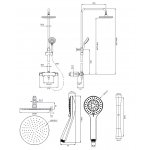 Omnires Y Zestaw prysznicowy termostatyczny z deszczownicą Ø 250 mm i słuchawką prysznicową na drążku Chrom Y1244LUXLCR