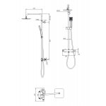   Omnires Y Zestaw prysznicowy termostatyczny natynkowa z deszczownicą 200x200 mm i słuchawką prysznicową Czarny Y1244JBL