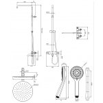   Omnires Y Zestaw wannowo-prysznicowy termostatyczny natynkowa z deszczownicą Ø 250 mm i słuchawką prysznicową Czarny Y1234ALCR