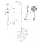 Omnires Yosemite Kolumna prysznicowa ścienna z deszczownicą Ø 250 mm ze słuchawką prysznicową Chrom SYSYOSEMITELUXCR