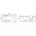 Polimat AVO Wanna przyścienna z drzwiami dla seniora 140x70 cm Biała 00306
