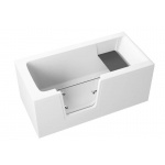 Polimat VOVO Wanna przyścienna z drzwiami dla seniora 140x70 cm Biała 00276