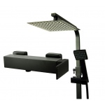 QATRO Zestaw natryskowy ścienny z deszczownicą i słuchawką prysznicową Czarny AL1844504NS