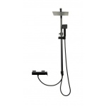 QATRO Zestaw natryskowy ścienny z deszczownicą i słuchawką prysznicową Czarny AL1844504NS
