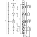 QuadroDesign Source Bateria prysznicowa termostatyczna podtynkowa z 3 zaworami odcinającymi brushed stainless steel 1290AS