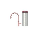 Quooker Zestaw bateria kuchenna z wyciąganą wylewką Flex Round plus zbiornik HOT 3L PRO3 Różowa miedź