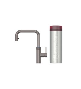 Quooker Zestaw bateria kuchenna z wyciąganą wylewką Flex Square plus zbiornik HOT 3L PRO3 Gunmetal