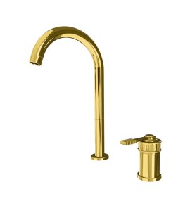 Remer Atelier Bateria umywalkowa jednouchwytowa wysoka dwuotworowa Shiny Gold AL57LDO