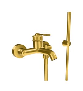 Remer Atelier Bateria wannowo-natryskowa ścienna z zestawem natryskowym Brushed Gold AL02BG