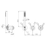 Remer Chrono Bateria natryskowa podtynkowa z zestawem natryskowym 2-drożna - element zewnętrzny Brushed Gold CH97D2PWBBG