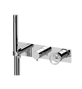 Remer Chrono Bateria natryskowa podtynkowa z zestawem natryskowym 2-drożna - element zewnętrzny Chrom CH97D2WB