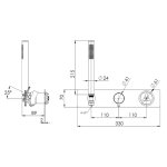 Remer Chrono Bateria natryskowa podtynkowa z zestawem natryskowym 3-drożna - element zewnętrzny Matt Black CH97D3WBNO 