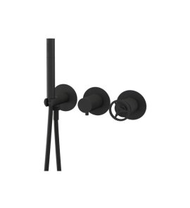 Remer Chrono Bateria natryskowa podtynkowa z zestawem natryskowym 2-drożna - element zewnętrzny Matt Black CH97D2PWBNO