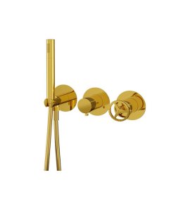 Remer Chrono Bateria natryskowa podtynkowa z zestawem natryskowym 2-drożna - element zewnętrzny Shiny Gold CH97D2PWBDO