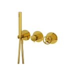 Remer Chrono Bateria natryskowa podtynkowa z zestawem natryskowym 3-drożna - element zewnętrzny Shiny Gold CH97D3PWBDO