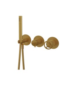 Remer Chrono Bateria natryskowa podtynkowa z zestawem natryskowym 2-drożna - element zewnętrzny Brushed Gold CH97D2PWBBG