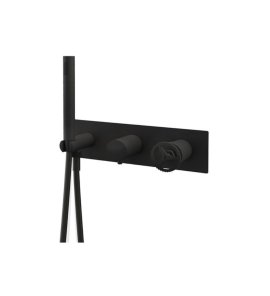 Remer Chrono Bateria natryskowa podtynkowa z zestawem natryskowym 2-drożna - element zewnętrzny Matt Black CH97D2WBNO