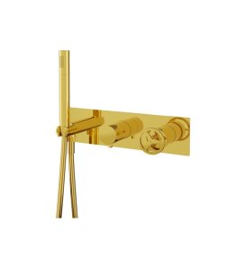 Remer Chrono Bateria natryskowa podtynkowa z zestawem natryskowym 2-drożna - element zewnętrzny Shiny Gold CH97D2WBDO